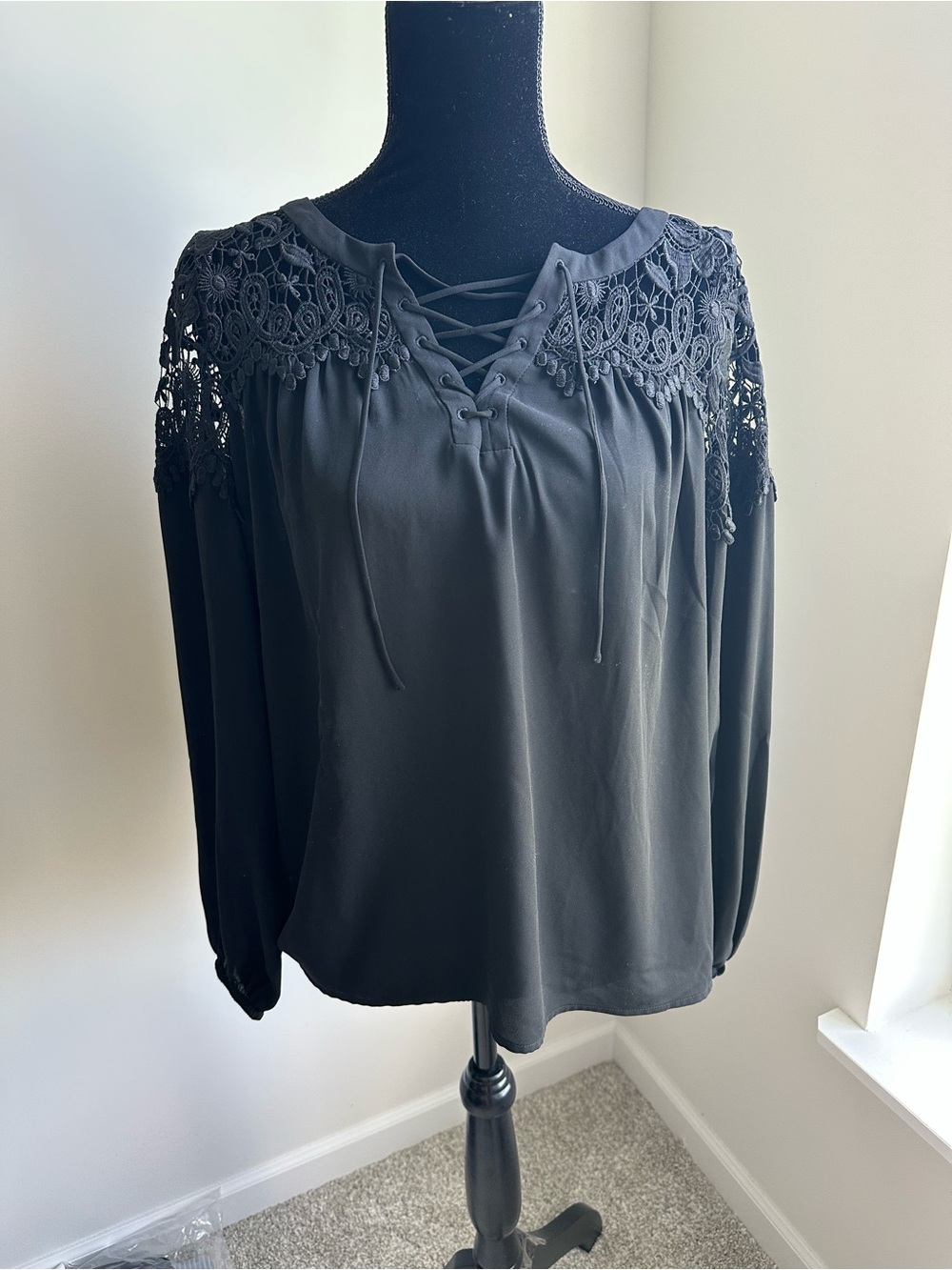 Women’s Express‎ Black Lace-Up Blouse